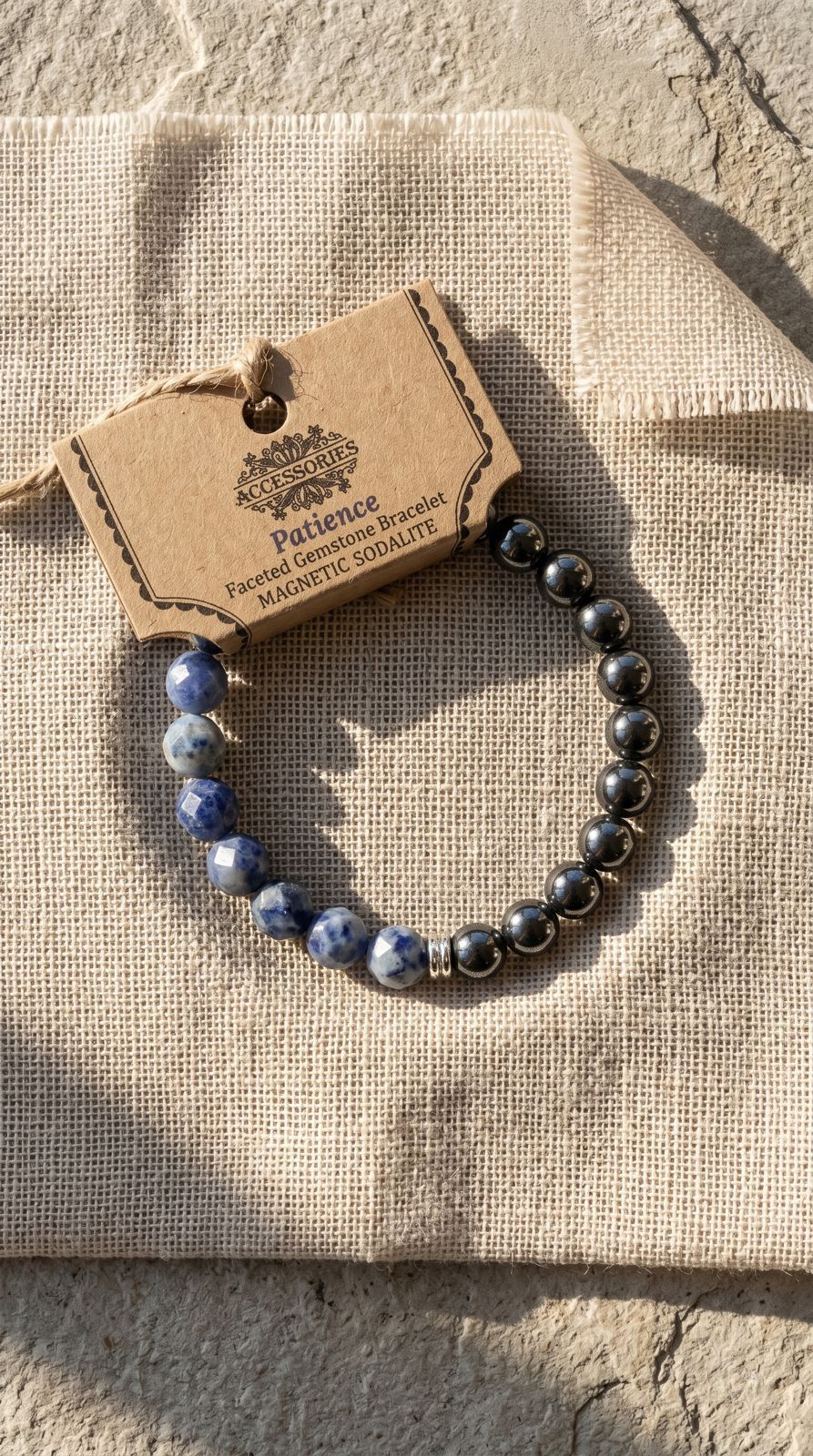 Pulsera de Piedra Preciosa (Sodalita Magnética): Paciencia Infinita, Claridad Mental y Sabiduría Interior (Mineral Natural)