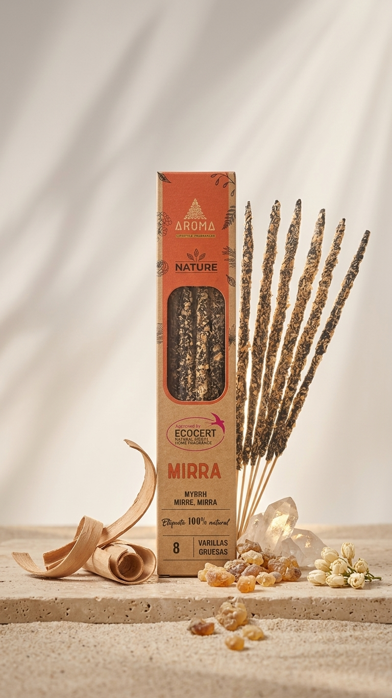 12 Cajetillas Incienso de Mirra Mística – Protección Profunda y Equilibrio Interior | 100% Natural, Sin Químicos, Calidad Premium 【20g · 8 Varillas aprox】