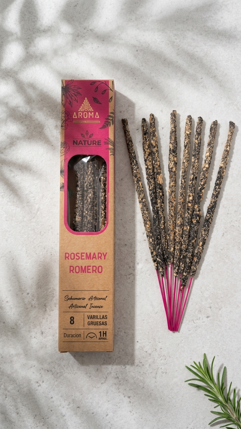 3 Cajetillas Incienso de Romero Purificante – Limpia tu Energía y Aclara tu Mente | 100% Natural, Sin Químicos, Calidad Premium【20g · 8 Varillas】