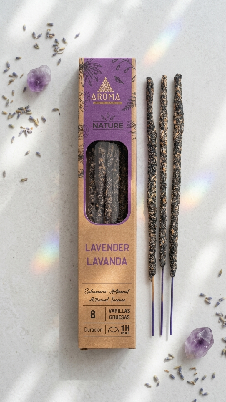 6 Cajetillas Incienso de Lavanda Relajante – Calma Profunda y Sueño Reparador | 100% Natural, Sin Químicos, Calidad Premium 【20g · 8 Varillas aprox】