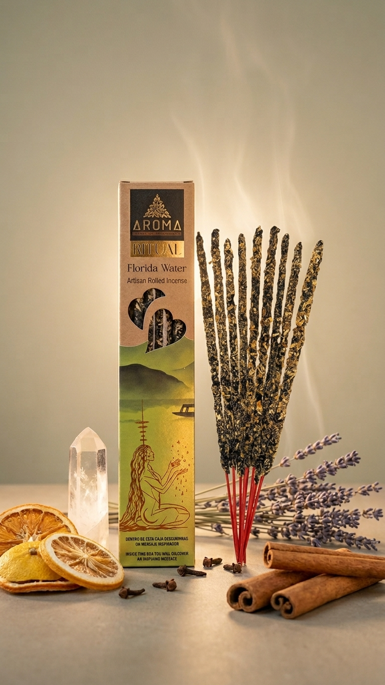 Incienso Ritual Agua Florida (Ritual Florida Water) – Florecimiento Energético y Bendición de Caminos | Cajita de 20g con Mensaje Inspirador