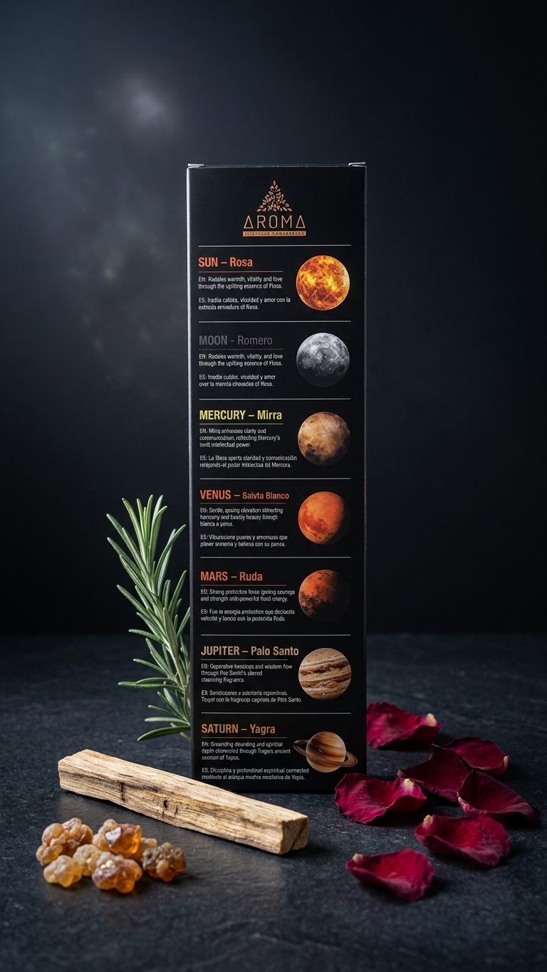 Incienso Orgánico 7 Planetas – Alquimia Cósmica y Sintonía Astrológica | Mix Hierbas y Flores 【7 Barritas Gruesas Artesanales】