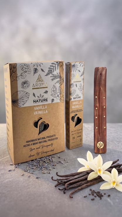 12 Cajetillas Incienso de Vainilla Dulce – Crea un Ambiente Cálido y Acogedor | 100% Natural, Sin Químicos, Calidad Premium 【20g · 8 Varillas aprox】