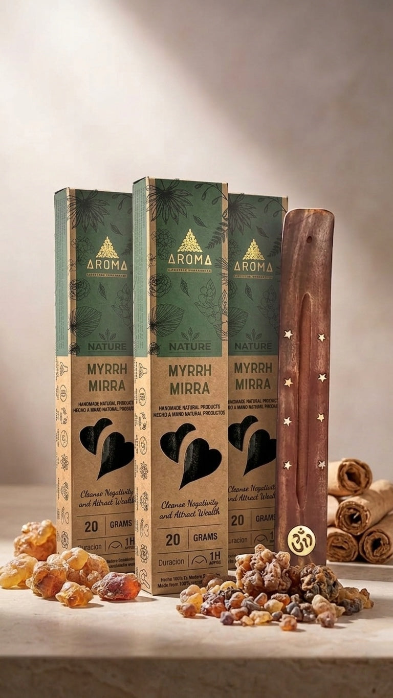 6 Cajetillas Incienso de Mirra Mística – Protección Profunda y Equilibrio Interior | 100% Natural, Sin Químicos, Calidad Premium 【20g · 8 Varillas aprox】