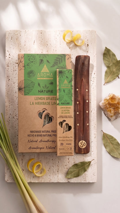 12 Cajetillas Incienso de Hierba de Limón Energizante – Activa tu Día con Aroma Fresco y Natural | 100% Natural, Sin Químicos, Calidad Premium【20g · 8 Varillas aprox】