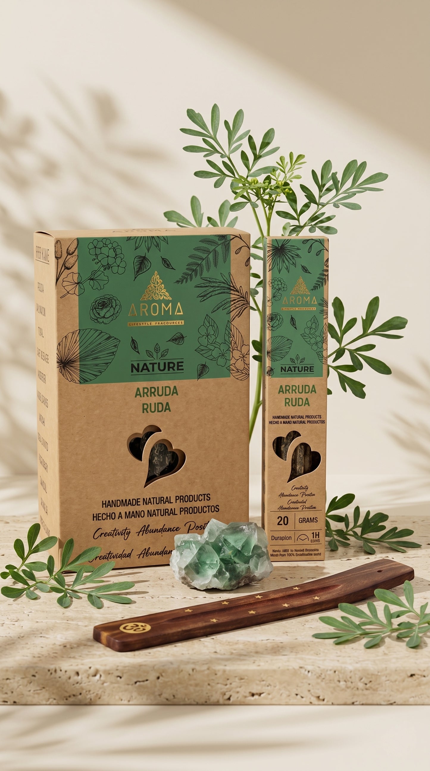 12 Cajetillas Incienso de Ruda Protectora – Aleja Energías Negativas y Purifica tu Espacio | 100% Natural, Sin Químicos, Calidad Premium【20g · 8 Varillas aprox】