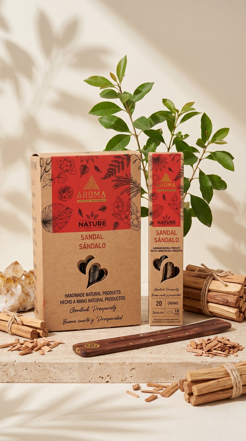 12 Cajetillas Incienso de Sándalo Sagrado – Crea un Ambiente de Paz y Meditación | 100% Natural, Sin Químicos, Calidad Premium 【20g · 8 Varillas aprox】