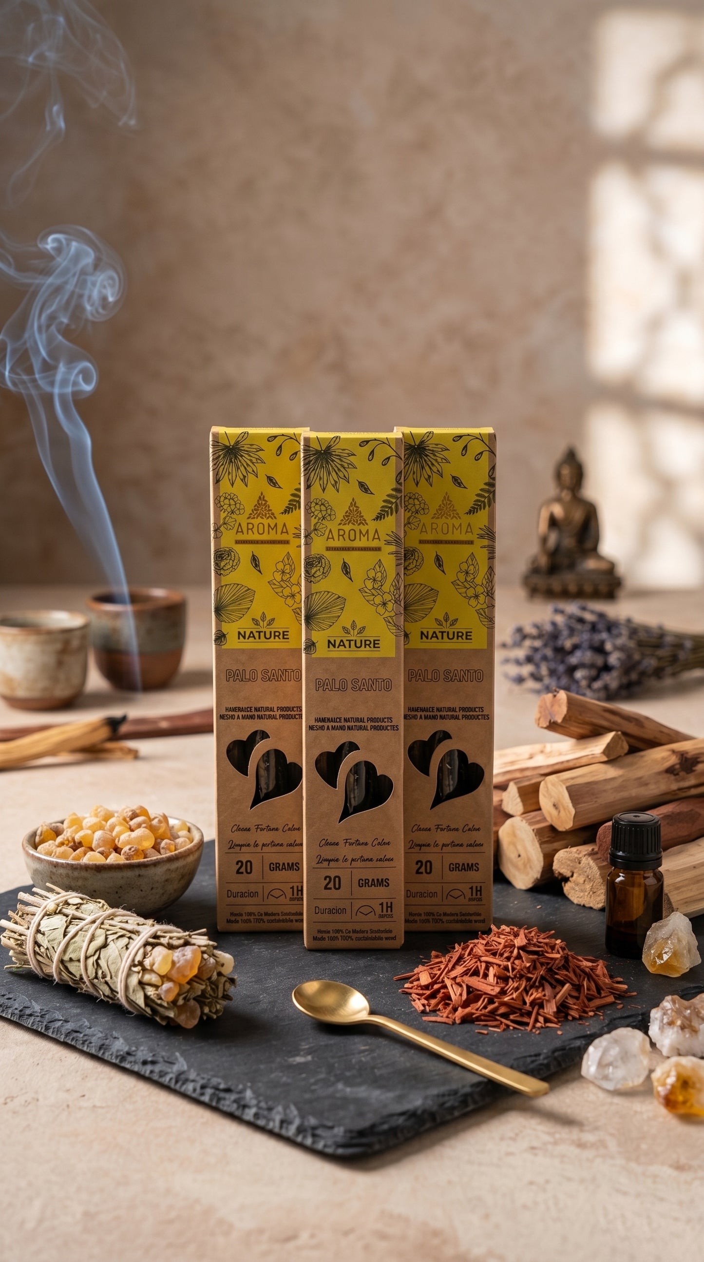 6 Cajetillas Incienso de Palo Santo Sagrado – Equilibra tus Sentidos y Sana tu Espacio | 100% Natural, Sin Químicos, Calidad Premium 【20g · 8 Varillas aprox】