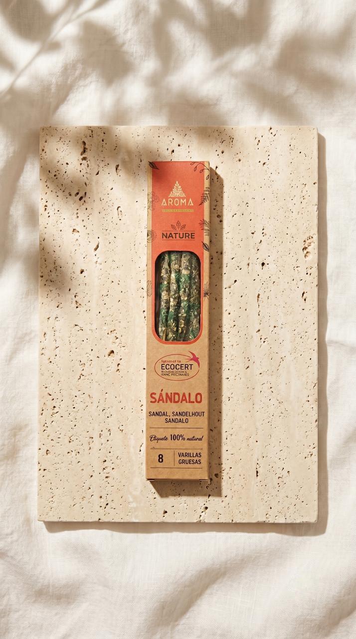 Incienso de Sándalo Sagrado – Crea un Ambiente de Paz y Meditación | 100% Natural, Sin Químicos, Calidad Premium 【20g · 8 Varillas aprox】