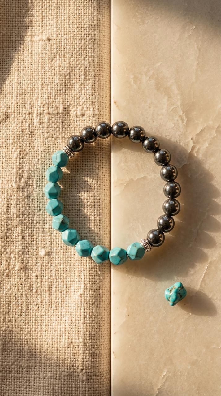 Pulsera de Piedra Preciosa (Turquesa Magnética): Protección Activa y Canalización de Abundancia (Mineral Natural)