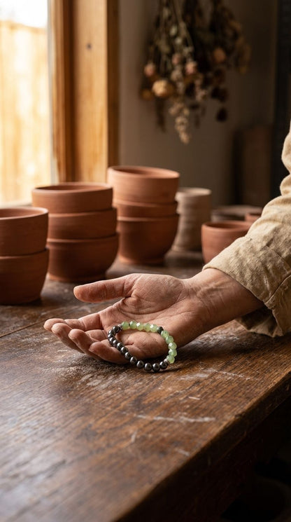 Pulsera de Piedra Preciosa (Jade Magnético): Prosperidad Activa, Salud Vital y Equilibrio Sagrado (Mineral Natural)