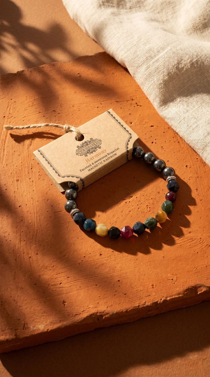 Pulsera de Piedra Preciosa (Arcoiris Magnético): Alineación de Chakras, Vitalidad Exponencial y Balance Total (Minerales Naturales)