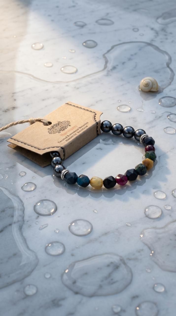 Pulsera de Piedra Preciosa (Arcoiris Magnético): Alineación de Chakras, Vitalidad Exponencial y Balance Total (Minerales Naturales)