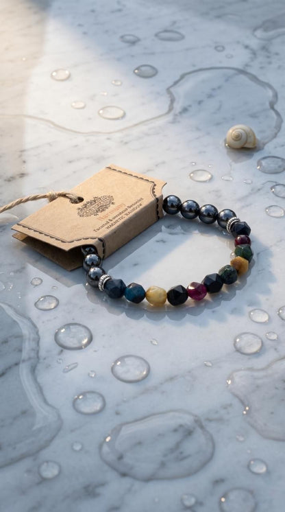 Pulsera de Piedra Preciosa (Arcoiris Magnético): Alineación de Chakras, Vitalidad Exponencial y Balance Total (Minerales Naturales)