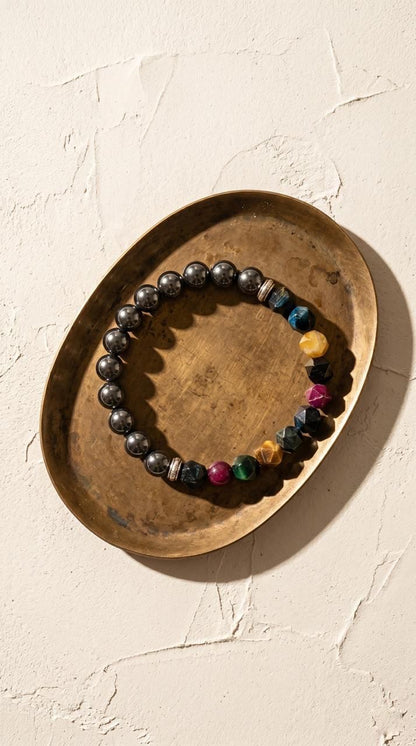 Pulsera de Piedra Preciosa (Arcoiris Magnético): Alineación de Chakras, Vitalidad Exponencial y Balance Total (Minerales Naturales)
