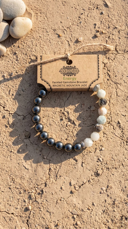 Pulsera de Piedra Preciosa (Jade de Montaña Magnético): Fuerza Ancestral, Superación de Miedos y Enraizamiento Seguro (Mineral Natural)