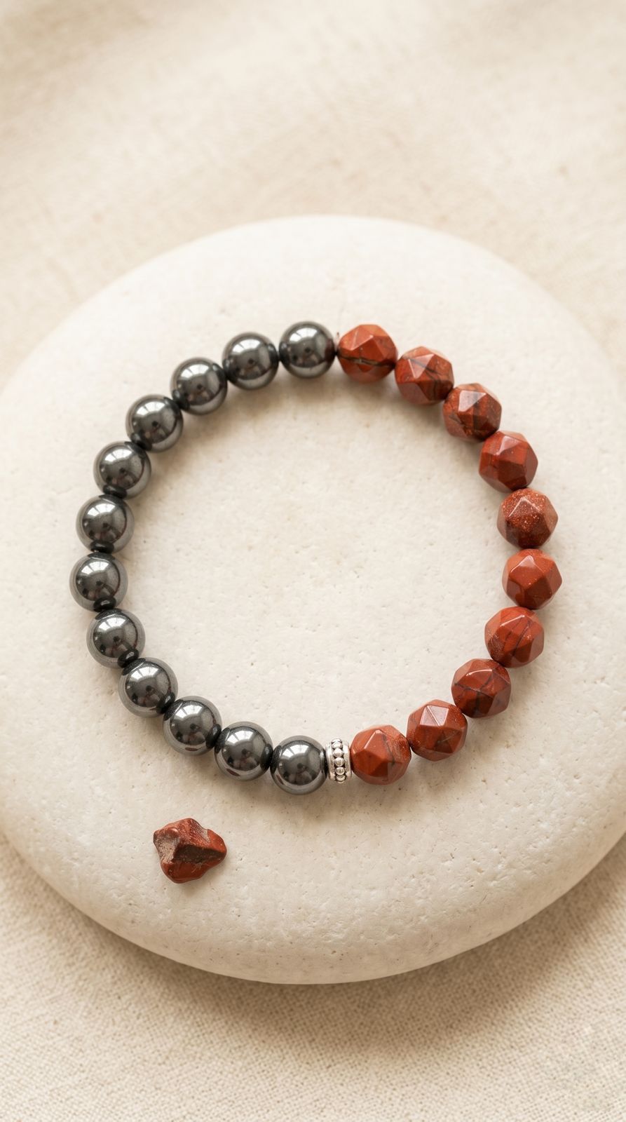 Pulsera de Piedra Preciosa (Jaspe Rojo Magnético): Fuerza de Enraizamiento, Coraje Absoluto y Confianza Inquebrantable (Mineral Natural)