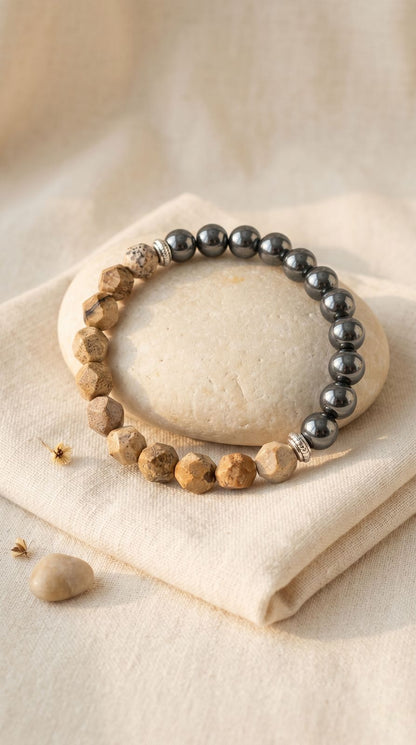 Pulsera de Piedra Preciosa (Jaspe Rayado Magnético): Afinidad Absoluta, Armonía Relacional y Magnetismo Social (Mineral Natural)