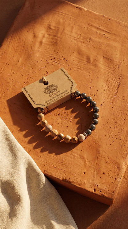 Pulsera de Piedra Preciosa (Jaspe Rayado Magnético): Afinidad Absoluta, Armonía Relacional y Magnetismo Social (Mineral Natural)