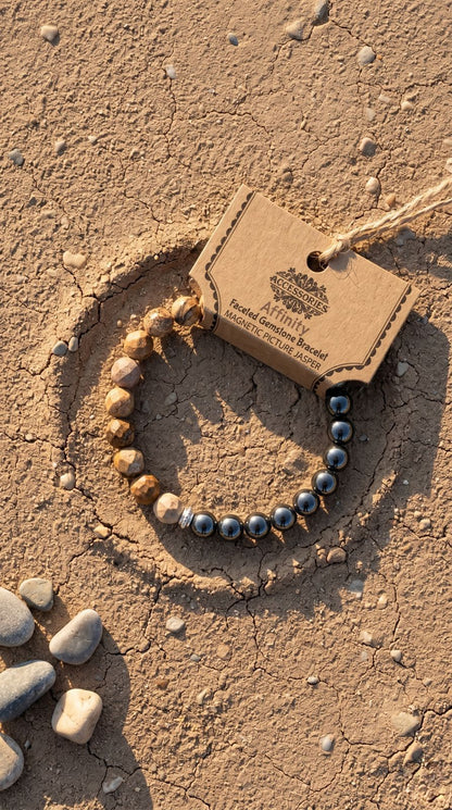 Pulsera de Piedra Preciosa (Jaspe Rayado Magnético): Afinidad Absoluta, Armonía Relacional y Magnetismo Social (Mineral Natural)