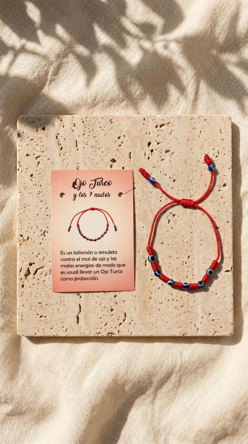 Pulsera de 7 Nudos con Ojo Turco: Protección Absoluta, Blindaje Áurico y Buena Fortuna (Amuleto Ancestral)