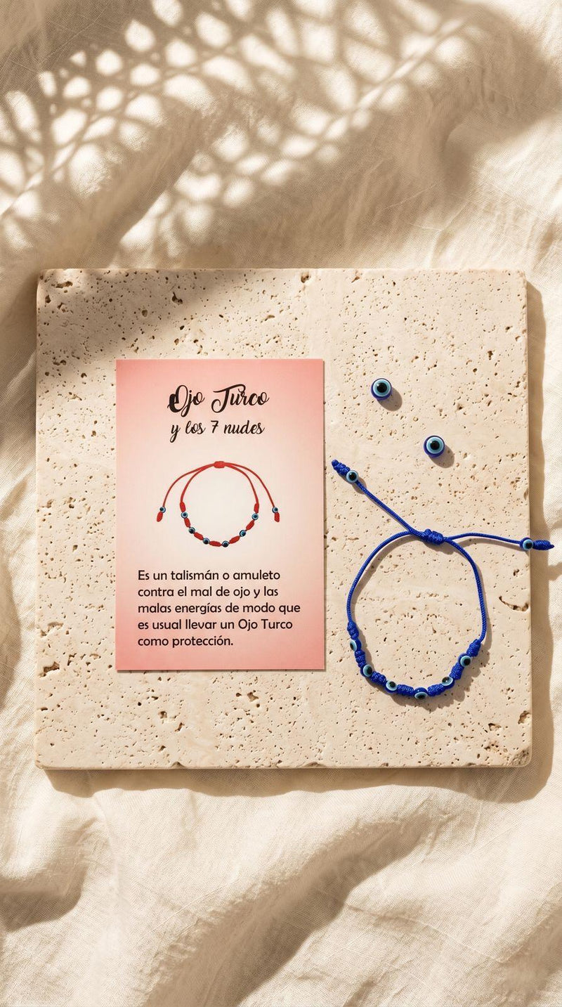 Pulsera de 7 Nudos Azul con Ojo Turco: Serenidad Profunda, Blindaje Energético y Armonía Vital (Amuleto Ancestral)