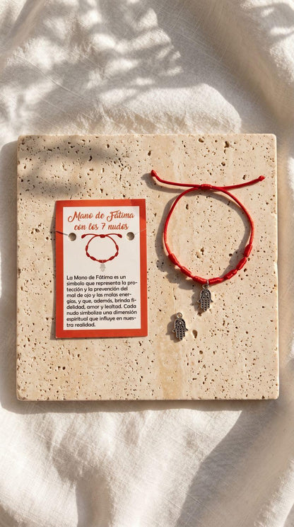 Pulsera de 7 Nudos con Mano de Fátima (Hamsa): Protección Divina, Plenitud Vital y Buena Suerte (Amuleto Ancestral)