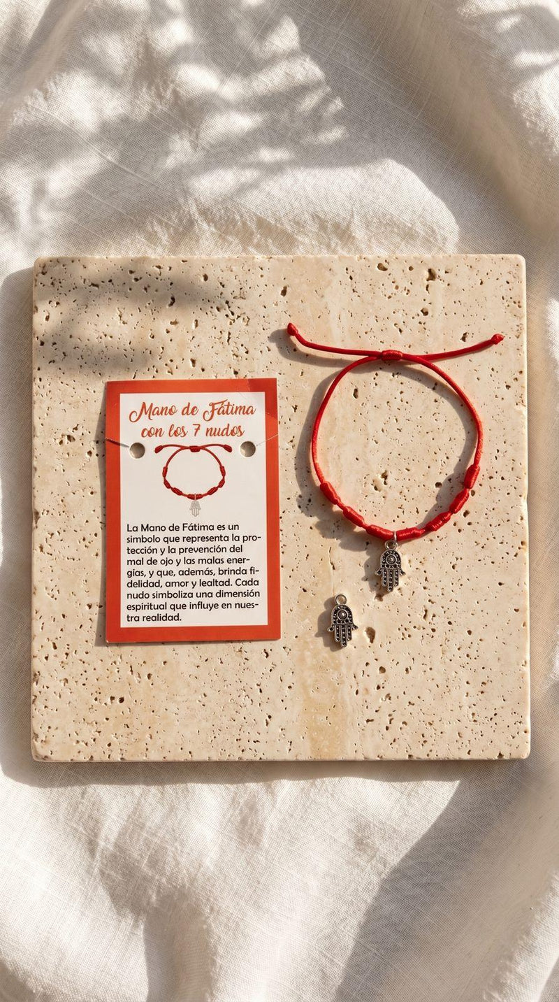 Pulsera de 7 Nudos con Mano de Fátima (Hamsa): Protección Divina, Plenitud Vital y Buena Suerte (Amuleto Ancestral)