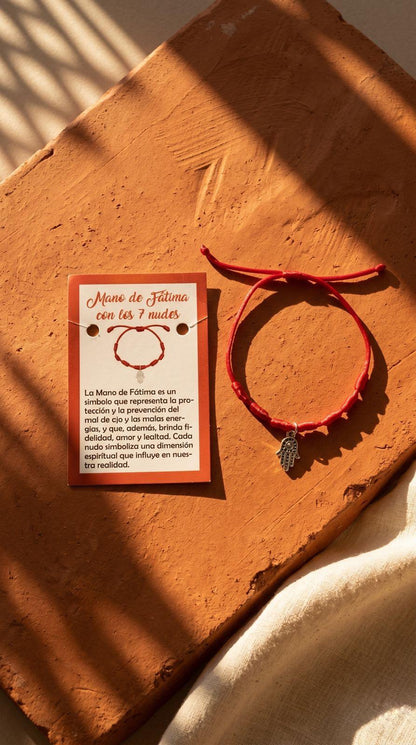 Pulsera de 7 Nudos con Mano de Fátima (Hamsa): Protección Divina, Plenitud Vital y Buena Suerte (Amuleto Ancestral)