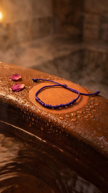 Pulsera de 7 Nudos Cuerda Violeta: Transmutación Espiritual, Intuición Despierta e Inspiración Infinita (Amuleto Ancestral)