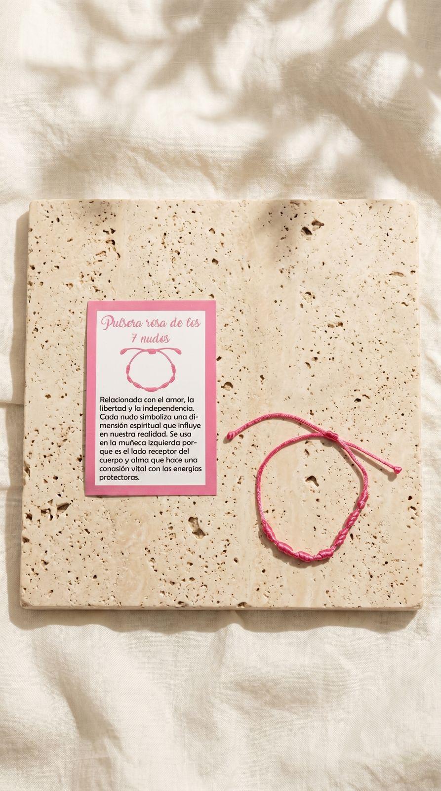 Pulsera de 7 Nudos Cuerda Rosa: Amor Incondicional, Conexión Humana y Plenitud Emocional (Amuleto Ancestral)