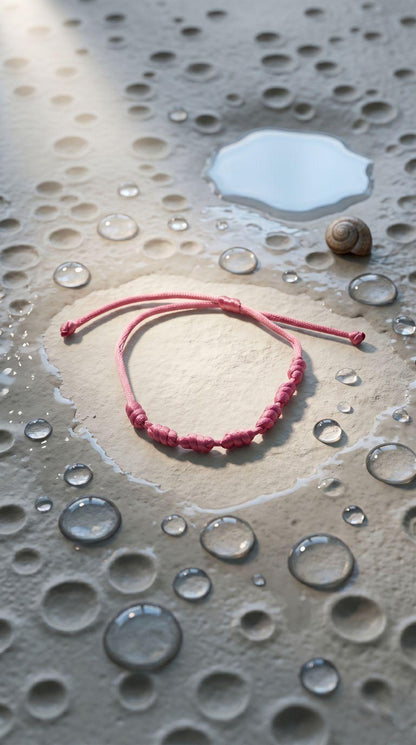 Pulsera de 7 Nudos Cuerda Rosa: Amor Incondicional, Conexión Humana y Plenitud Emocional (Amuleto Ancestral)