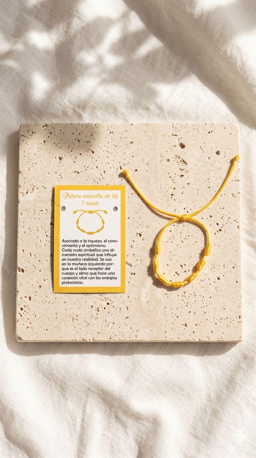 Pulsera de 7 Nudos Cuerda Amarilla: Prosperidad Absoluta, Abundancia Ilimitada y Éxito Financiero (Amuleto Ancestral)
