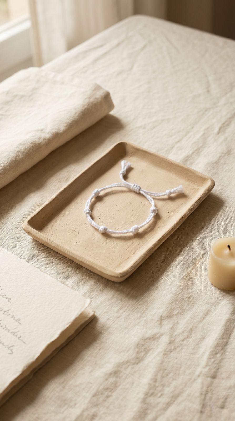 Pulsera de 7 Nudos Cuerda Blanca: Fertilidad Sagrada, Renovación Vital y Pureza Absoluta (Amuleto Ancestral)