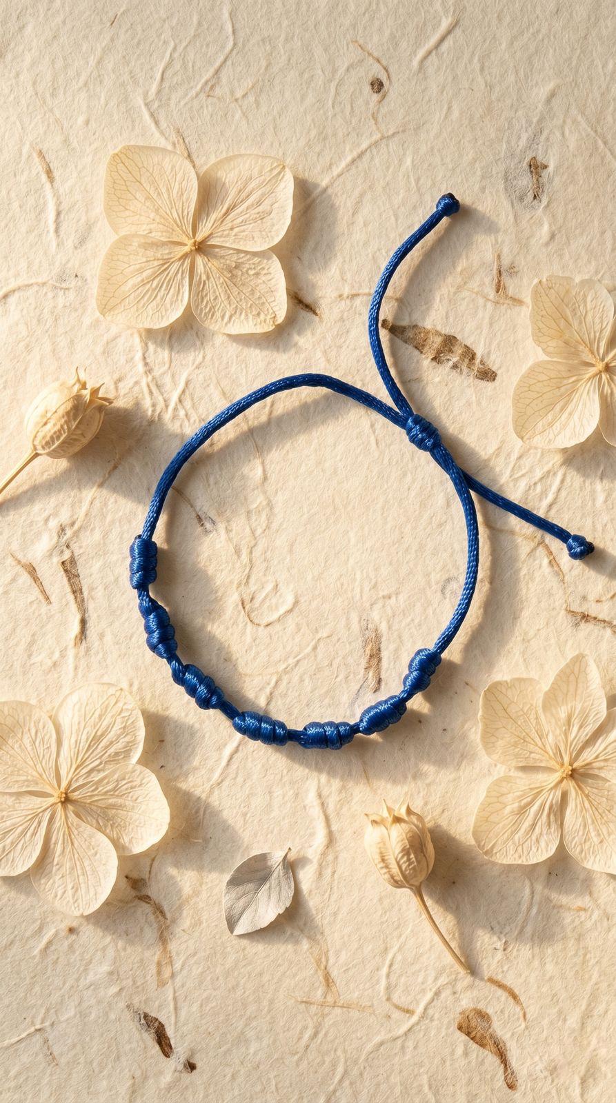 Pulsera de 7 Nudos Cuerda Azul: Claridad Mental, Sabiduría Profunda y Tranquilidad Absoluta (Amuleto Ancestral)
