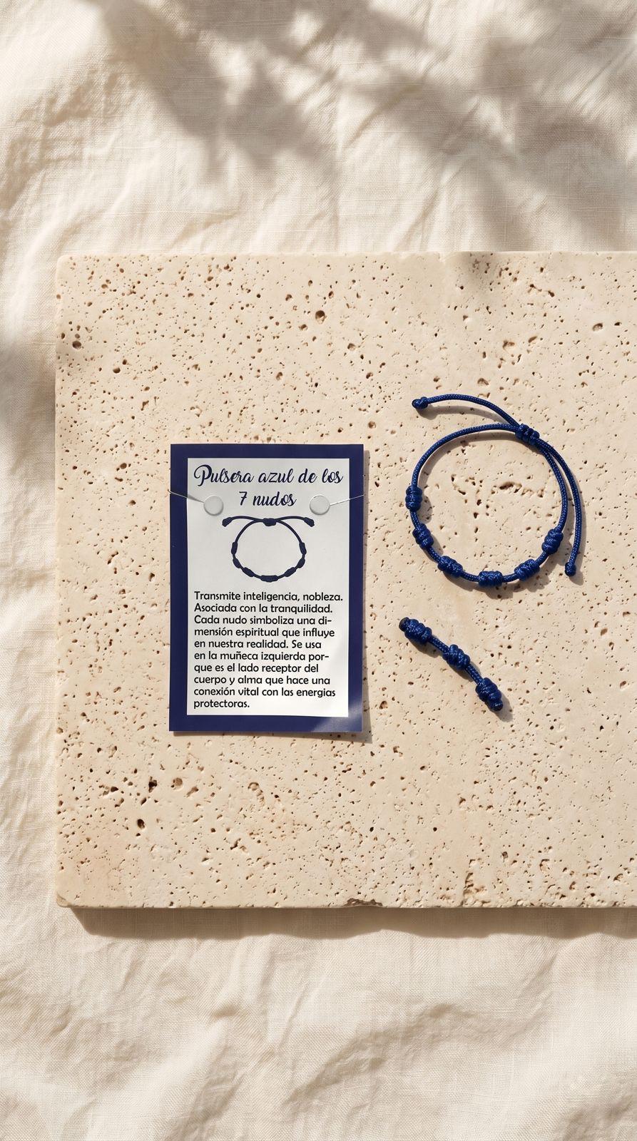 Pulsera de 7 Nudos Cuerda Azul: Claridad Mental, Sabiduría Profunda y Tranquilidad Absoluta (Amuleto Ancestral)
