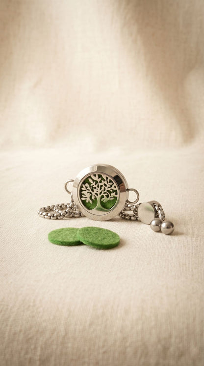 Pulsera de Cadena de Aromaterapia (Árbol de la Vida - 20mm): Expansión Cósmica, Conexión Natural y Bienestar Portátil (Acero Inoxidable)