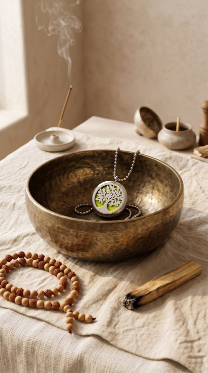 Collar Difusor de Aromaterapia (Árbol de la Vida - 30mm): Conexión Sagrada, Expansión Cósmica y Alivio Holístico Portátil (Acero Inoxidable)