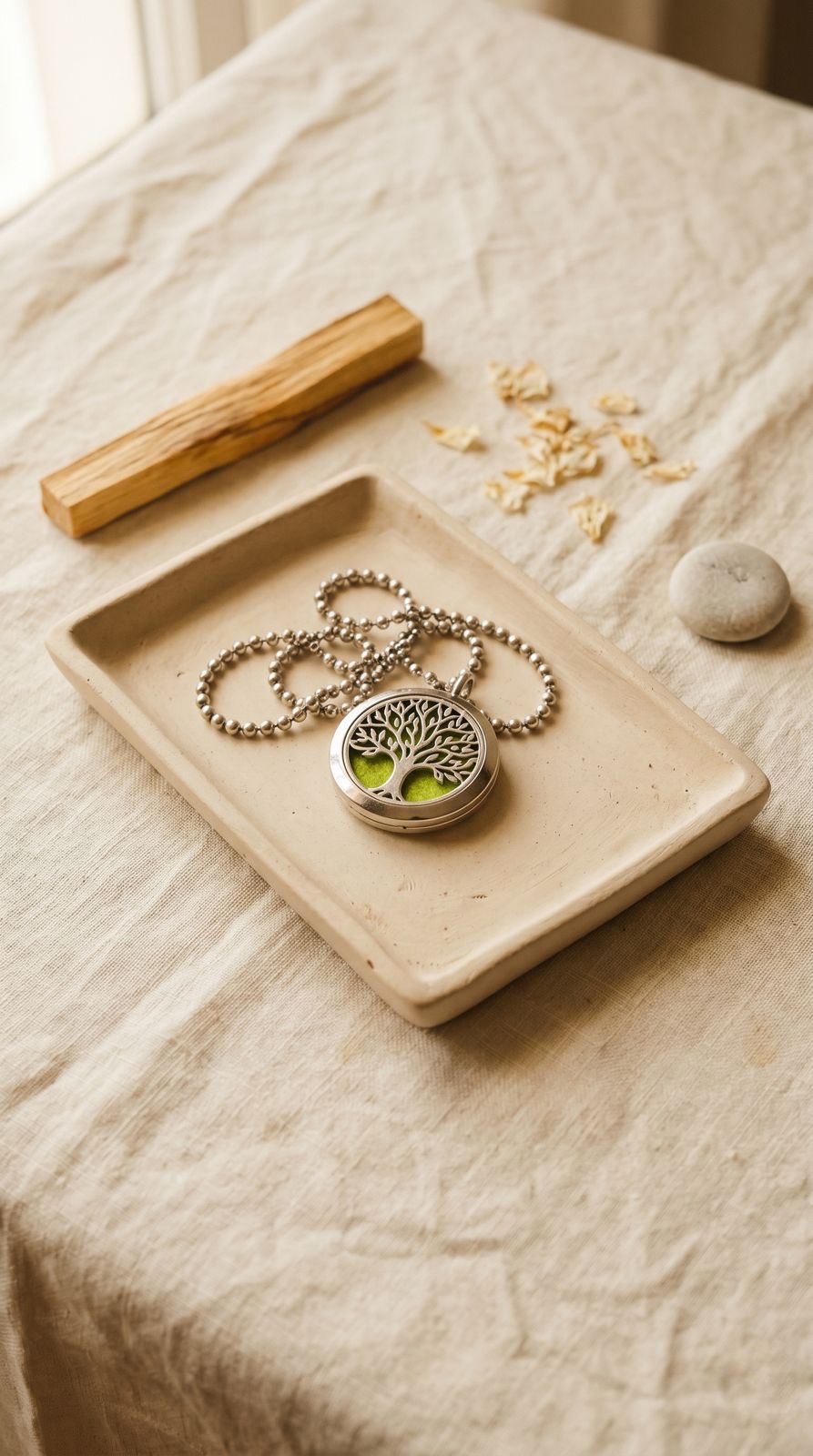 Collar Difusor de Aromaterapia (Árbol de la Vida - 30mm): Conexión Sagrada, Expansión Cósmica y Alivio Holístico Portátil (Acero Inoxidable)