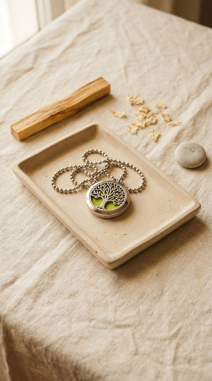Collar Difusor de Aromaterapia (Árbol de la Vida - 30mm): Conexión Sagrada, Expansión Cósmica y Alivio Holístico Portátil (Acero Inoxidable)