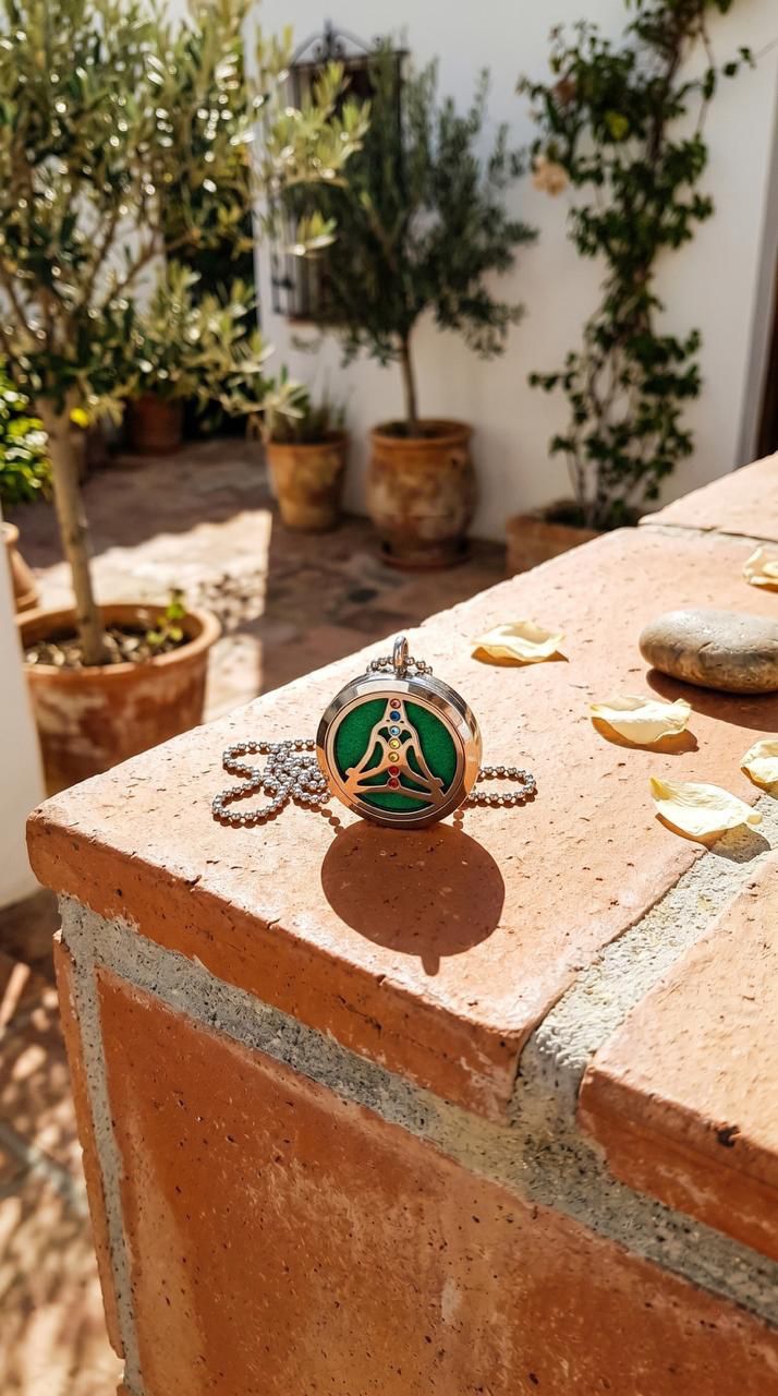 Collar de Joyería de Aromaterapia (Yoga Chakra - 30mm): Iluminación Interior, Alineación Energética y Calma Portátil (Acero Inoxidable)