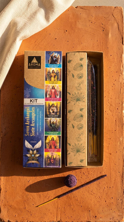 Kit Siete Arcángeles: Protección Divina y Guía Espiritual (7 Barritas + 7 Bombitas Defumación)