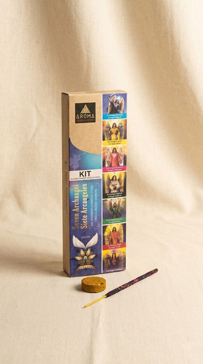 Kit Siete Arcángeles: Protección Divina y Guía Espiritual (7 Barritas + 7 Bombitas Defumación)