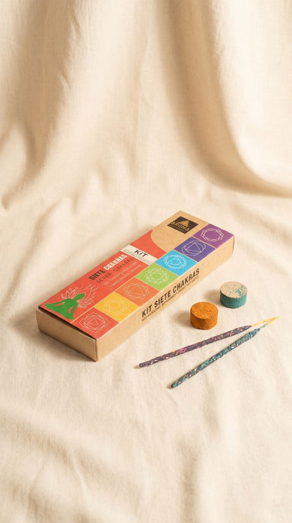 Kit Siete Chakras: Ofrenda Sagrada y Armonización Integral (7 Barritas + 7 Bombitas Defumación)