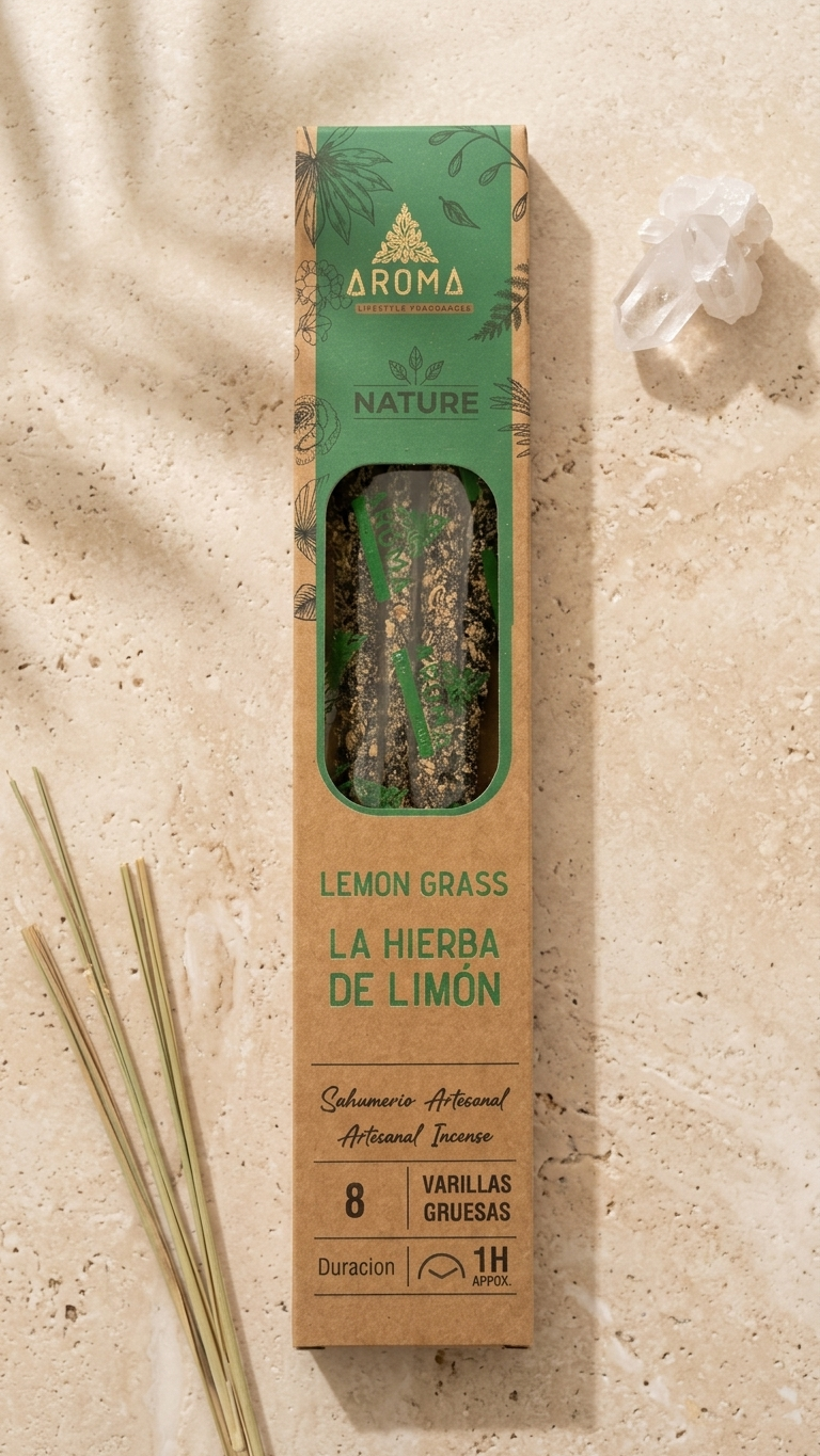 Incienso de Hierba de Limón Energizante – Activa tu Día con Aroma Fresco y Natural | 100% Natural, Sin Químicos, Calidad Premium【20g · 8 Varillas aprox】