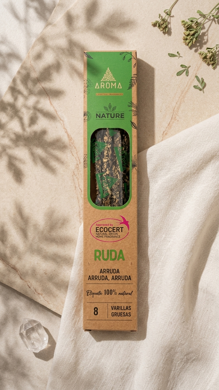 Incienso de Ruda Protectora – Aleja Energías Negativas y Purifica tu Espacio | 100% Natural, Sin Químicos, Calidad Premium【20g · 8 Varillas aprox】