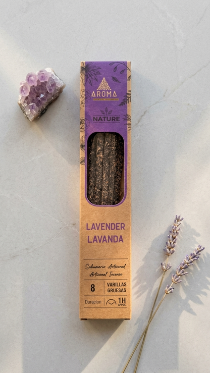 Incienso de Lavanda Relajante – Calma Profunda y Sueño Reparador | 100% Natural, Sin Químicos, Calidad Premium 【20g · 8 Varillas aprox】
