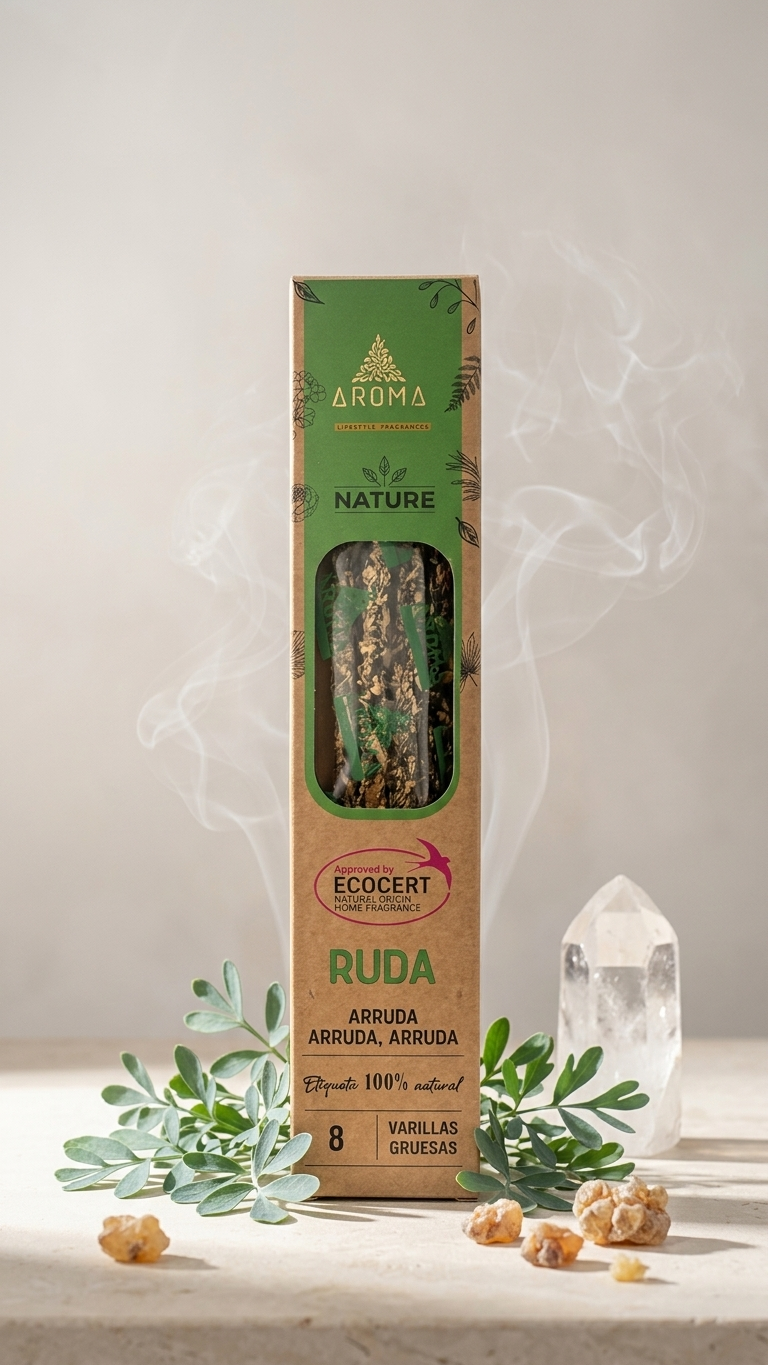 Incienso de Ruda Protectora – Aleja Energías Negativas y Purifica tu Espacio | 100% Natural, Sin Químicos, Calidad Premium【20g · 8 Varillas aprox】