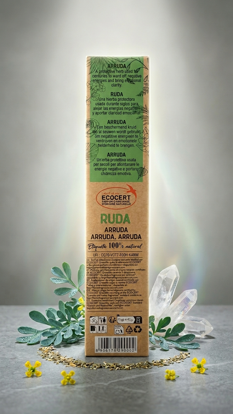 Incienso de Ruda Protectora – Aleja Energías Negativas y Purifica tu Espacio | 100% Natural, Sin Químicos, Calidad Premium【20g · 8 Varillas aprox】