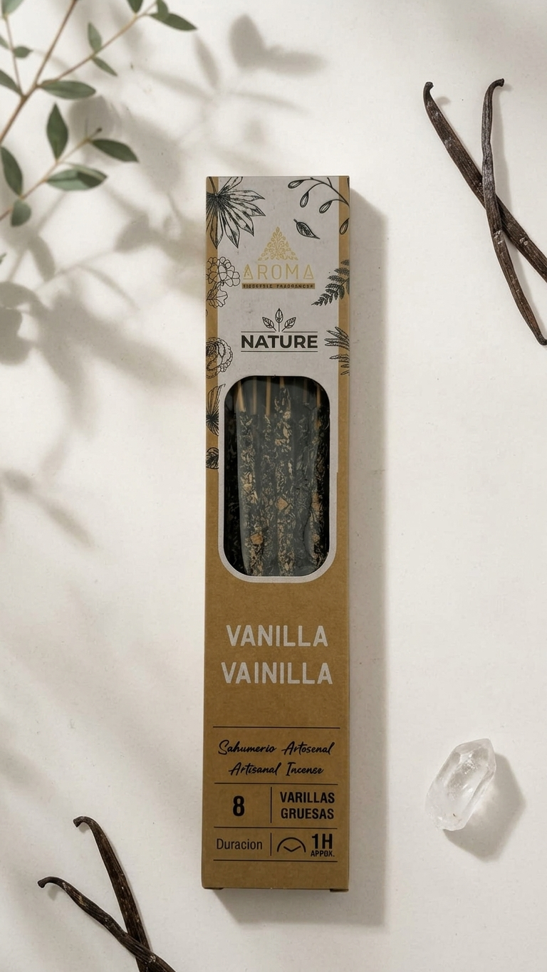 Incienso de Vainilla Dulce – Crea un Ambiente Cálido y Acogedor | 100% Natural, Sin Químicos, Calidad Premium 【20g · 8 Varillas aprox】